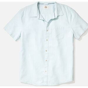 New Marine Layer Mens Better Than Linen Short Sleeve Shirt Blue XL